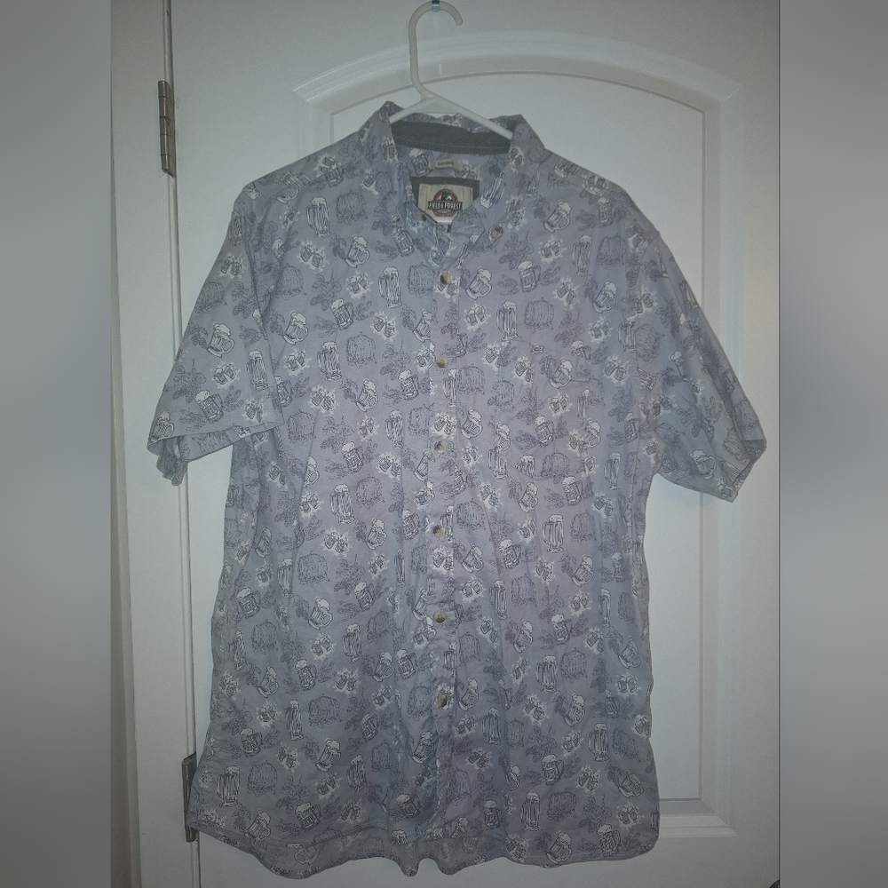 Men's Casual Gray Patterned Button Down Shirt